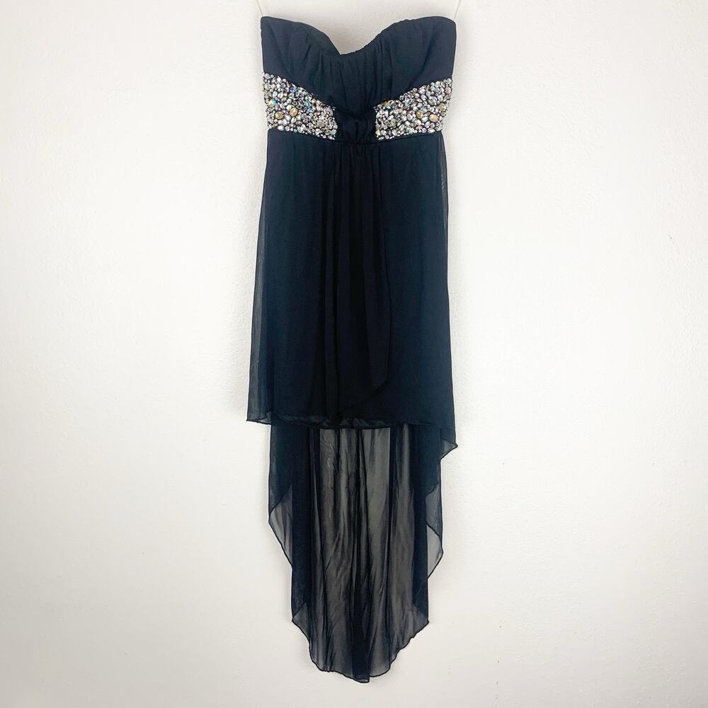 Windsor Dress Womens Medium Rhinestone‎ Empire Waist Y2K High Low Flowy Party M
